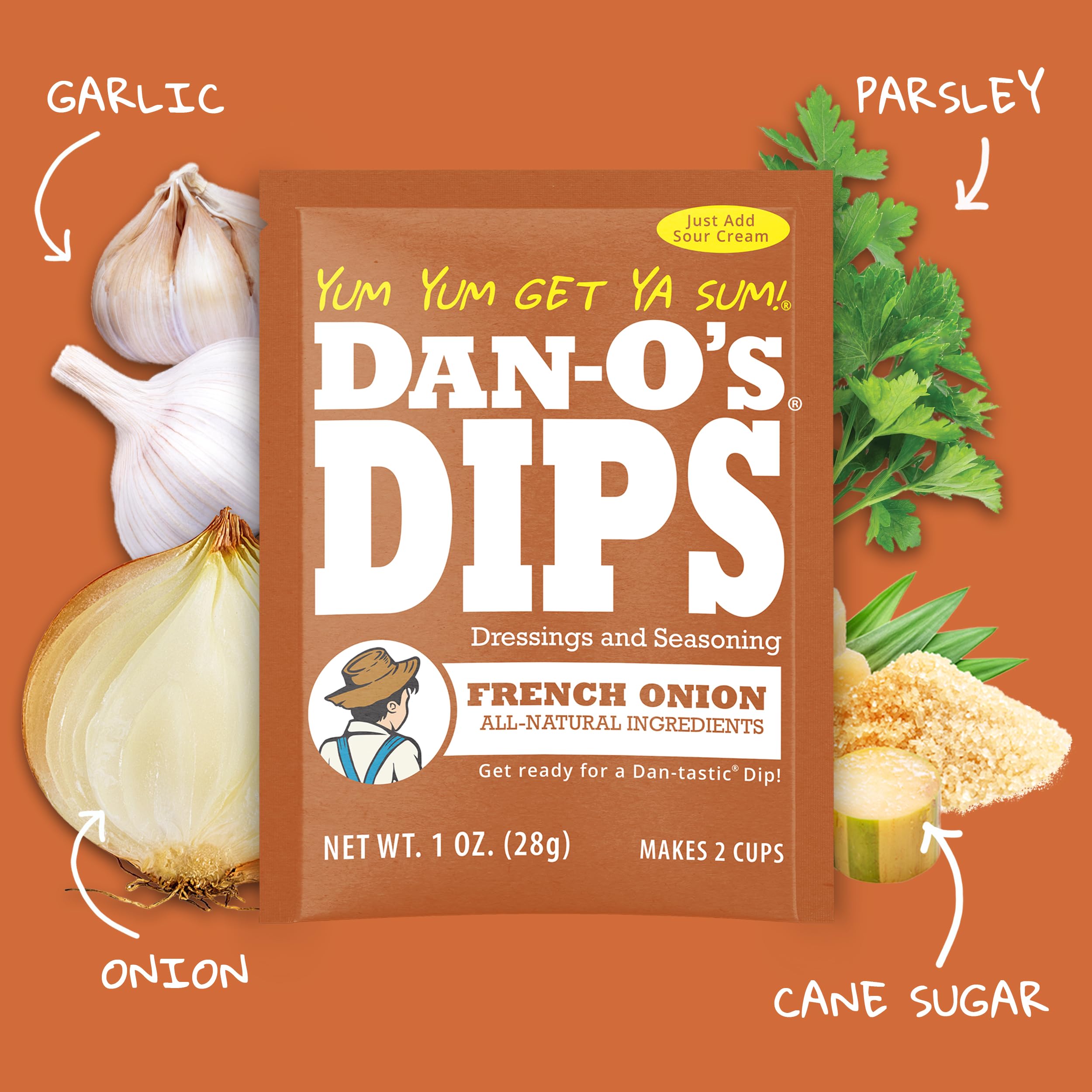 Dan-O's Dips Variety Pack front view highlighting four flavors for exploration
