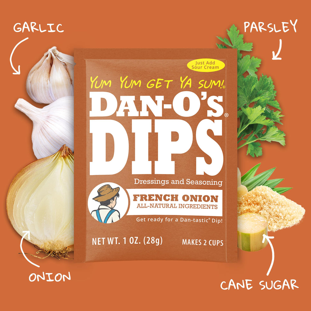 Dan-O's Dips Variety Pack front view highlighting four flavors for exploration