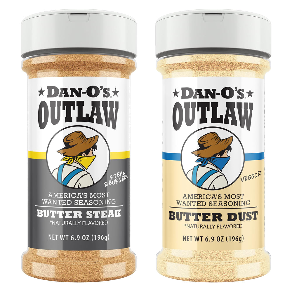 Dan-O's Butter Dust bottle ready for grill to add rich aroma and butter-forward flavor.