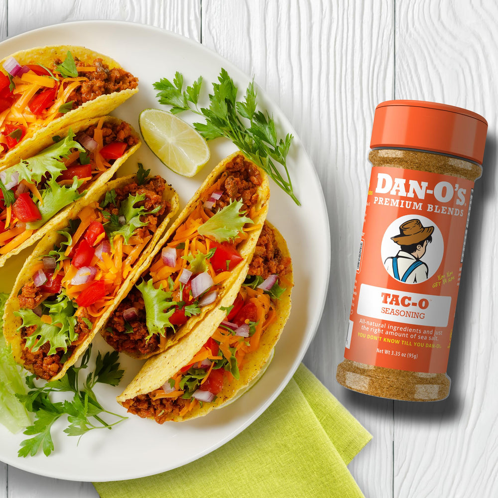 Dan-O's Tac-O in a kitchen scene ready for tacos and fajitas