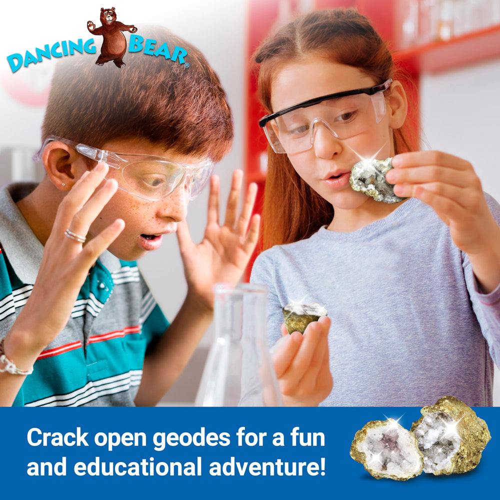 DANCING BEAR geode crack-open action captures curiosity and tactile exploration.