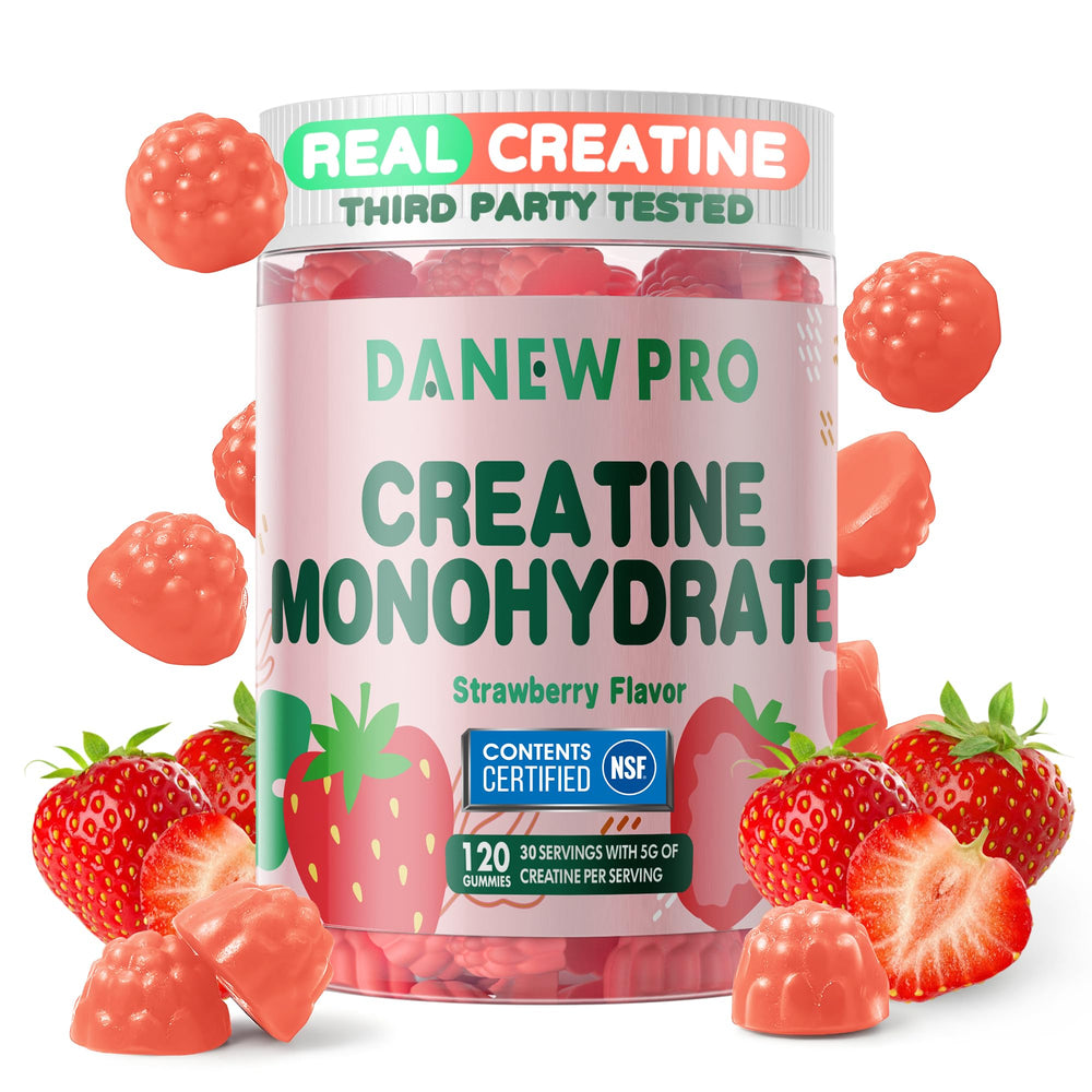 DANEW Pro Creatine Gummies 120-count bottle on shelf