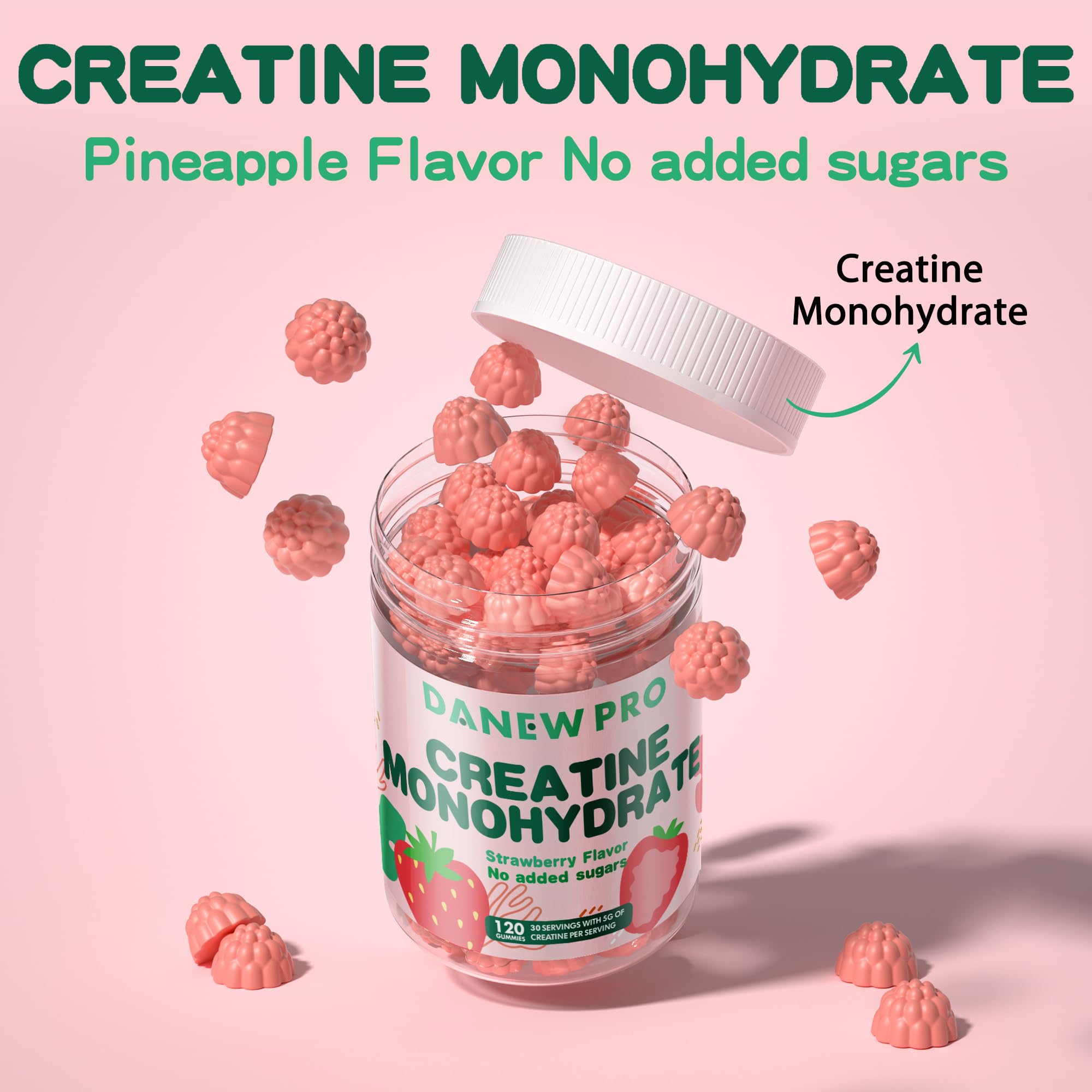 DANEW Pro Creatine Gummies on workout scene for energy