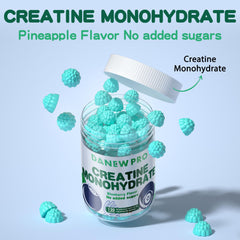 Front label of DANEW Pro Creatine Gummies bottle indicating quality