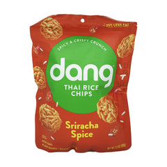 DANG Sriracha Spice Thai Rice Chips pack shot showing bold flavor for spicy snack lovers.