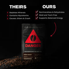 Danger Coffee espresso shot showcases deep, velvety crema and flavor