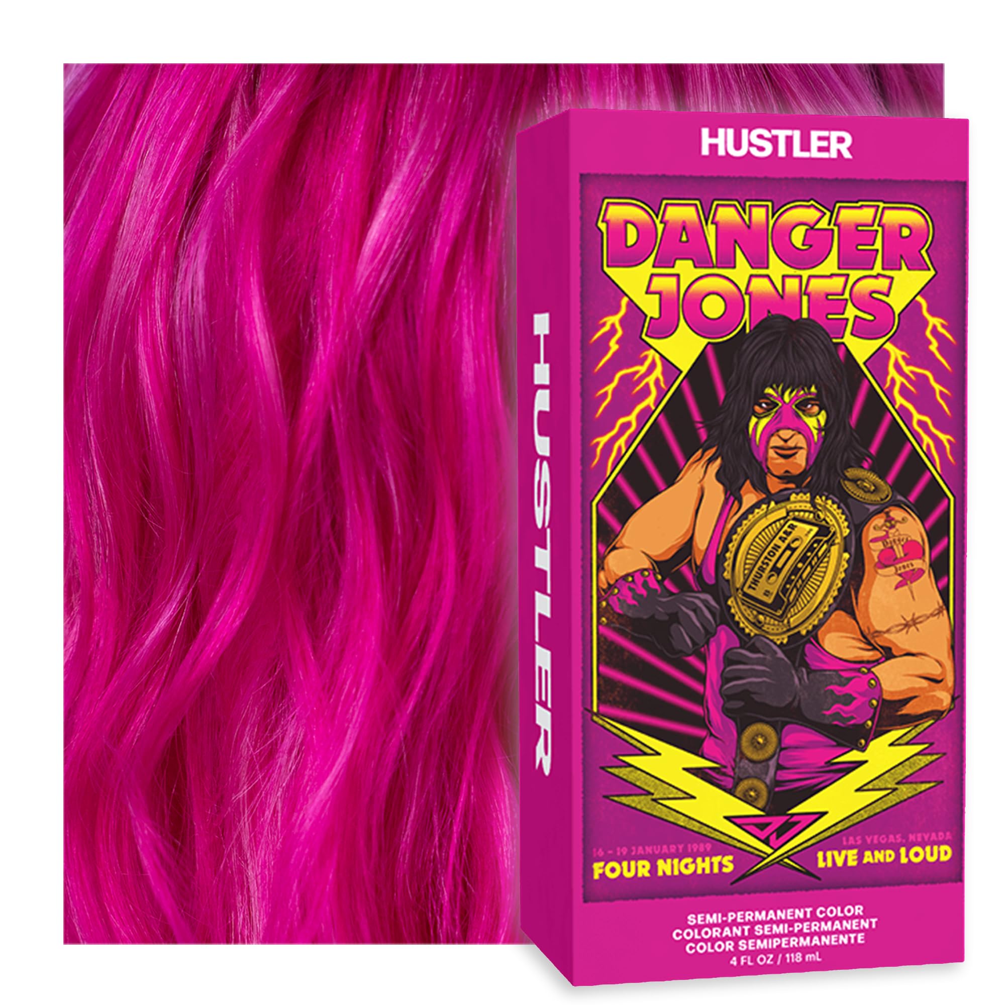 Danger Jones Hustler Pink bottle with a high-pigment color for vibrant results.