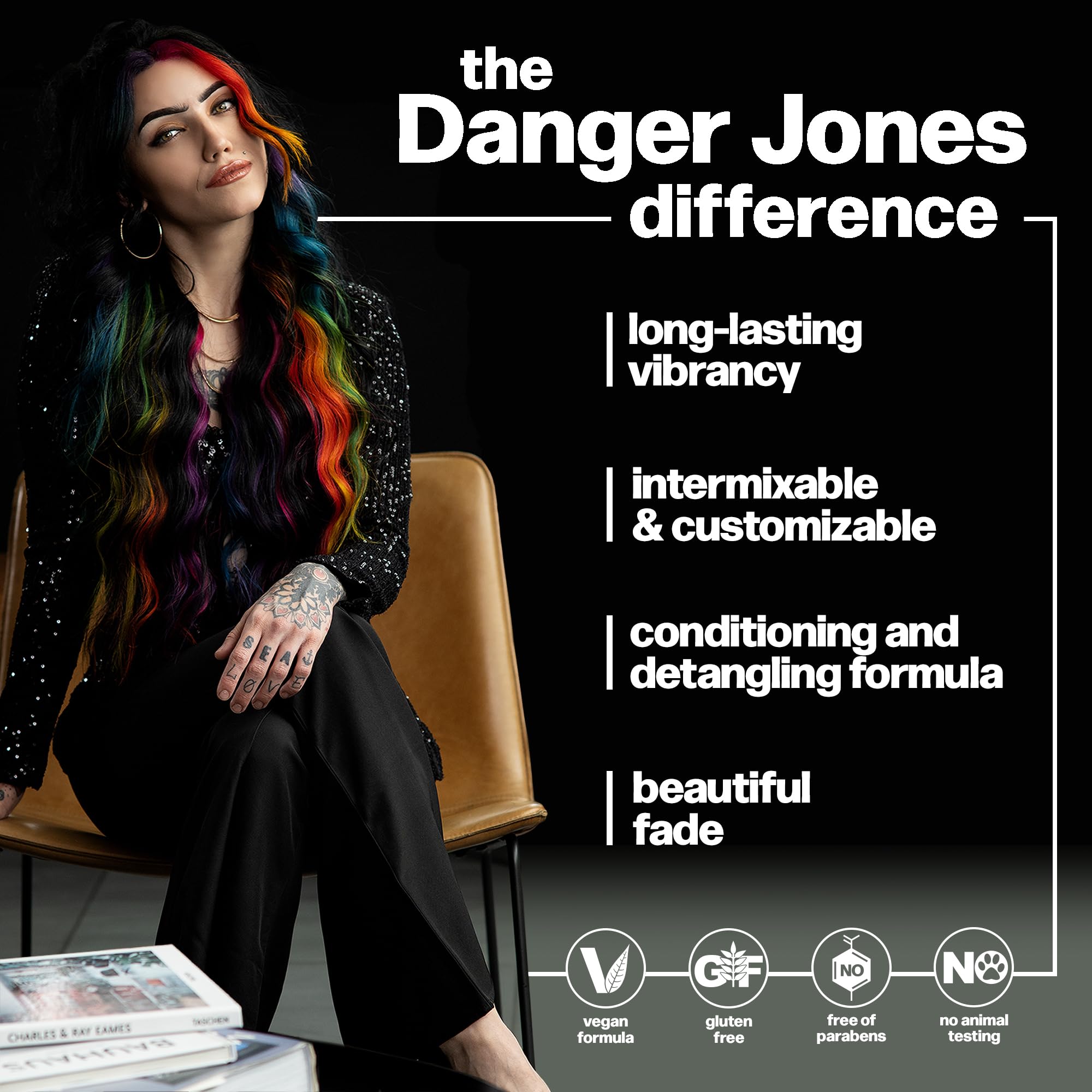 Danger Jones Hustler Pink cruelty-free logo confirms ethical shopping choice.