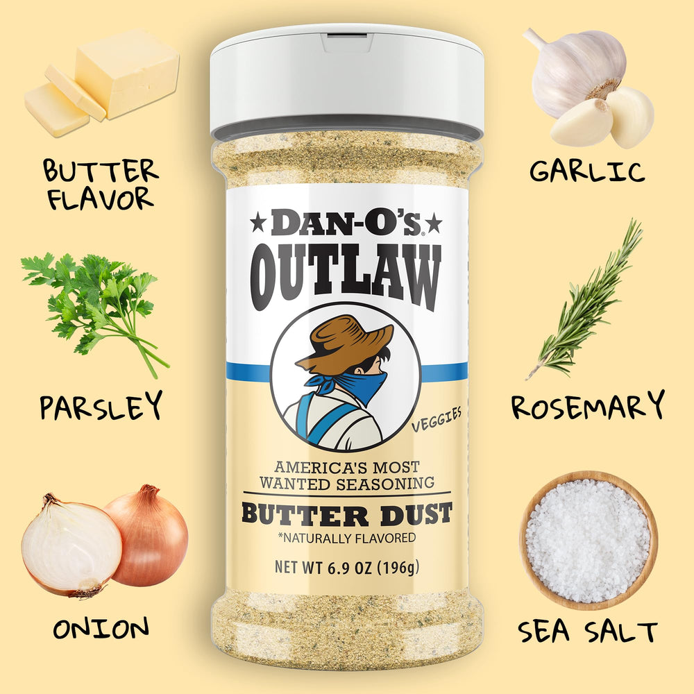 Dan-O’s Outlaw Butter Dust on roasted vegetables enhances aroma and flavor