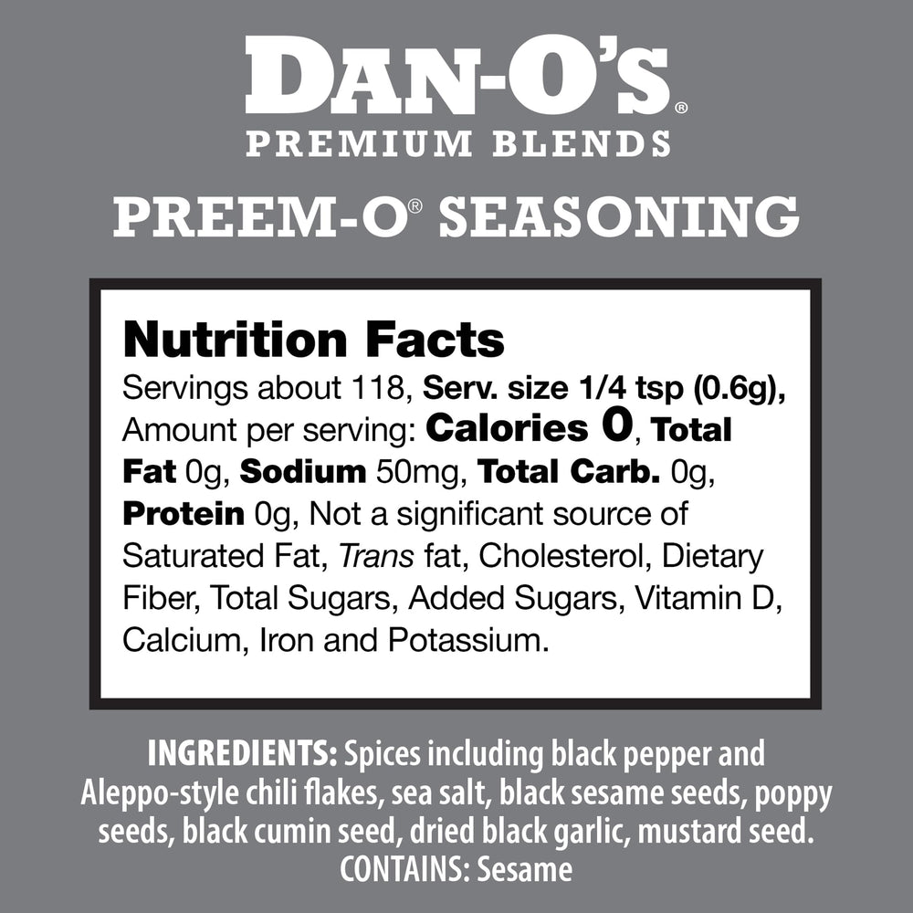 Close-up of Preem-O spice grains showing bold flavor notes