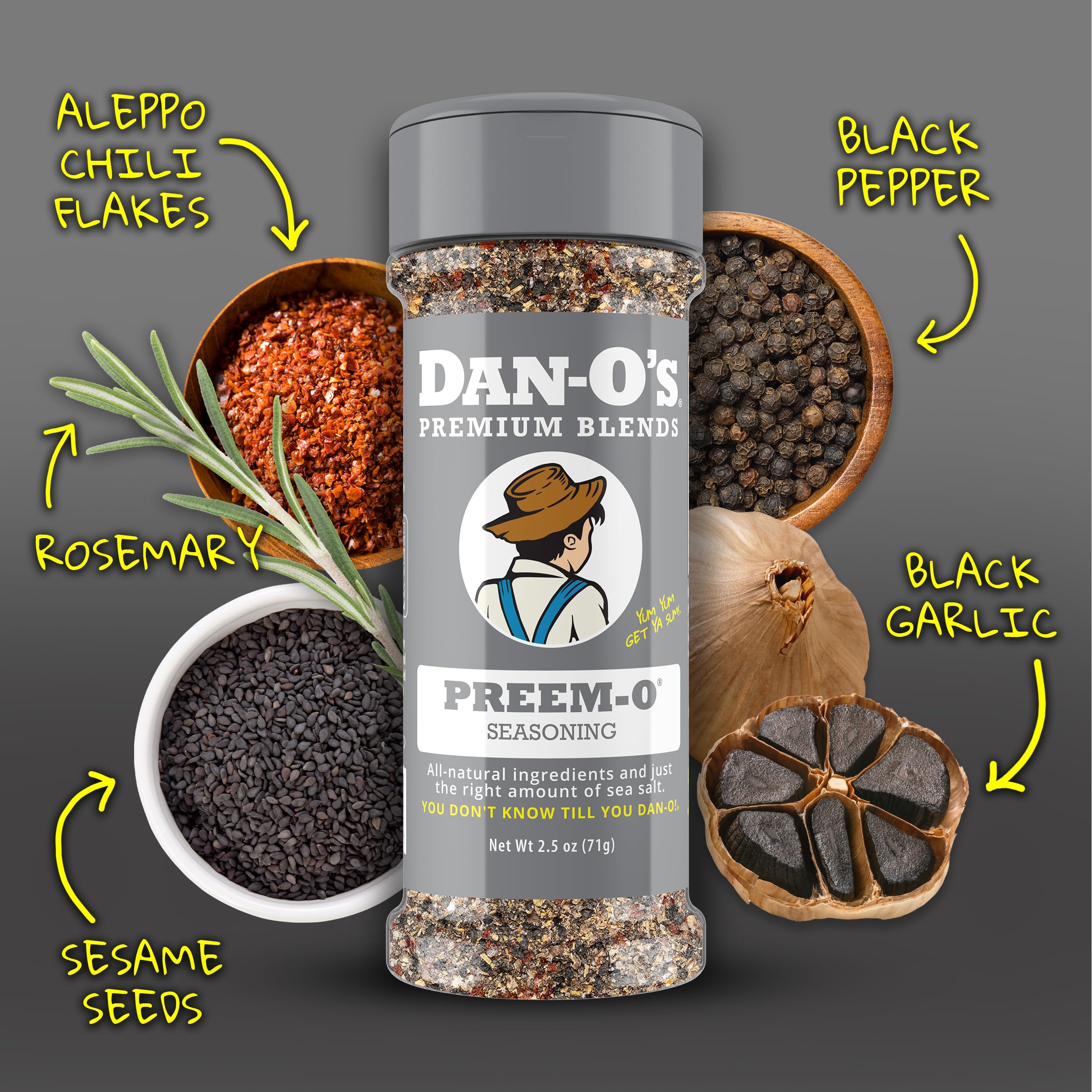 Steak sprinkled with Dan-O's Preem-O for rich seasoning