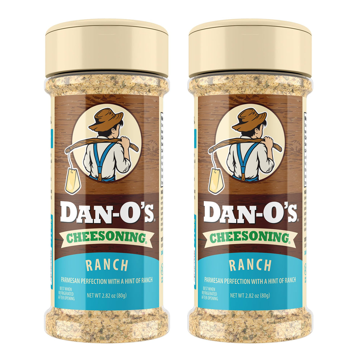 Dan-O's Ranch Cheesoning bottle pour highlighting creamy ranch and parmesan blend for versatile flavor