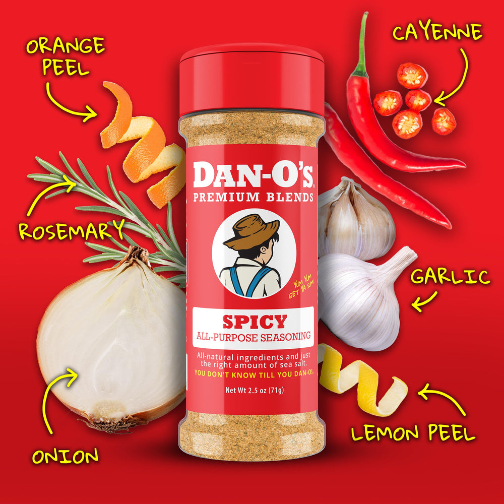 Dan-O's Spicy Seasoning on wings, delivering bold heat and savory bite.