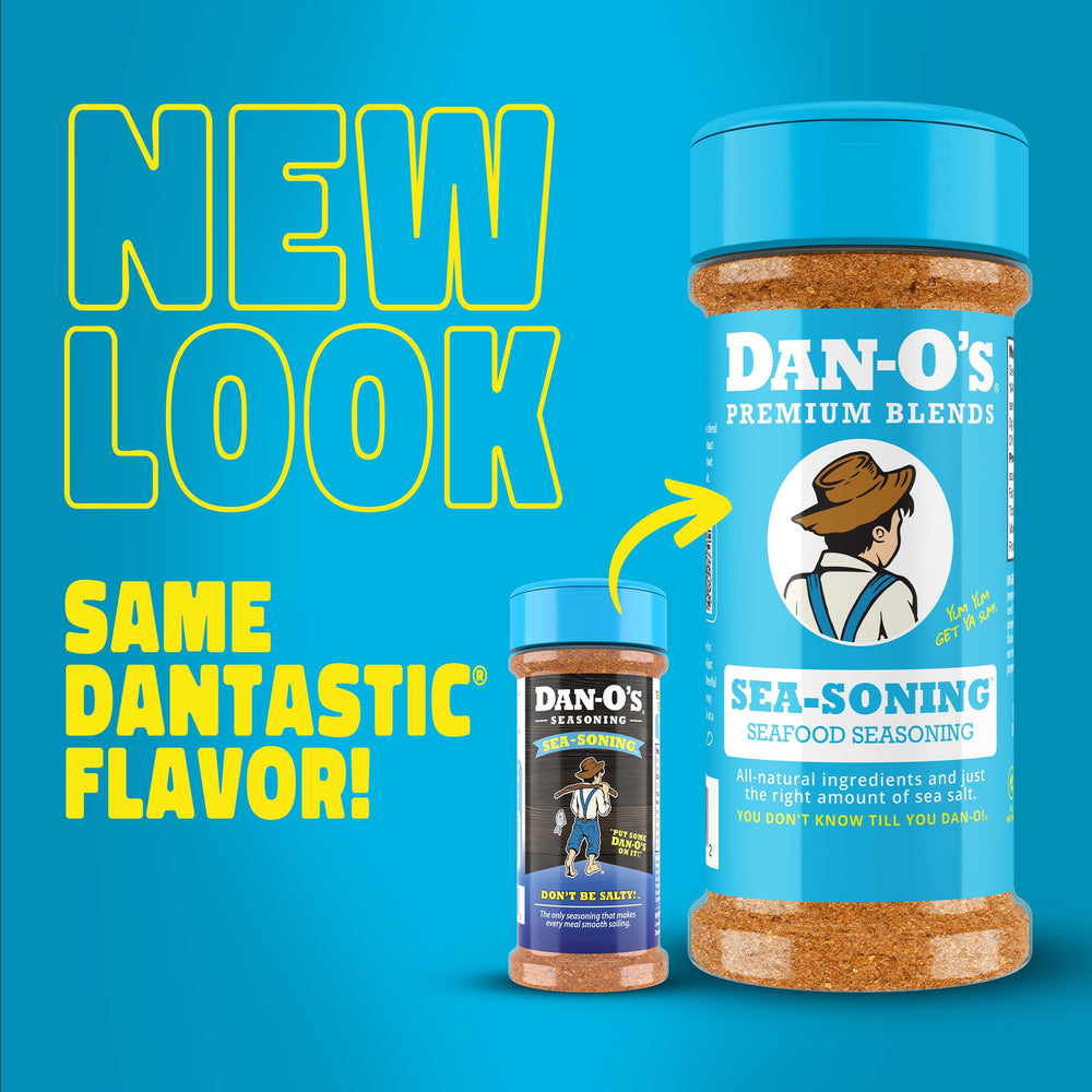Dan-O's SEA-soning packaging closeup highlights premium ingredients.