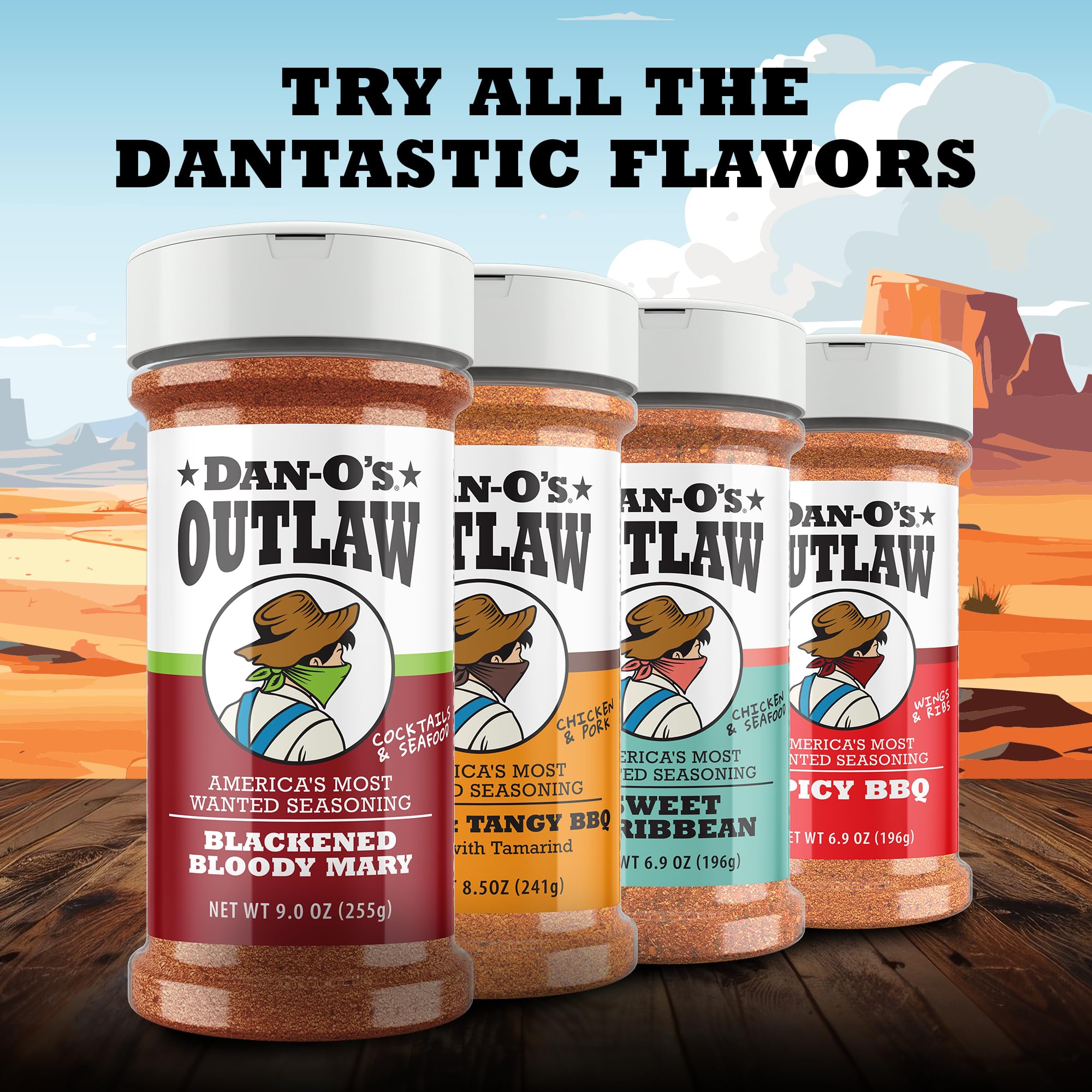 Dan-O's Outlaws seasoning on spice rack ready for cooks