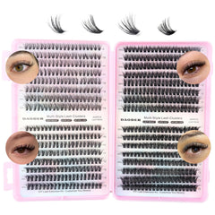 DAODER cluster lashes 640pcs mixed d-curl 30D-40D-50D-60D for customizable natural looks.