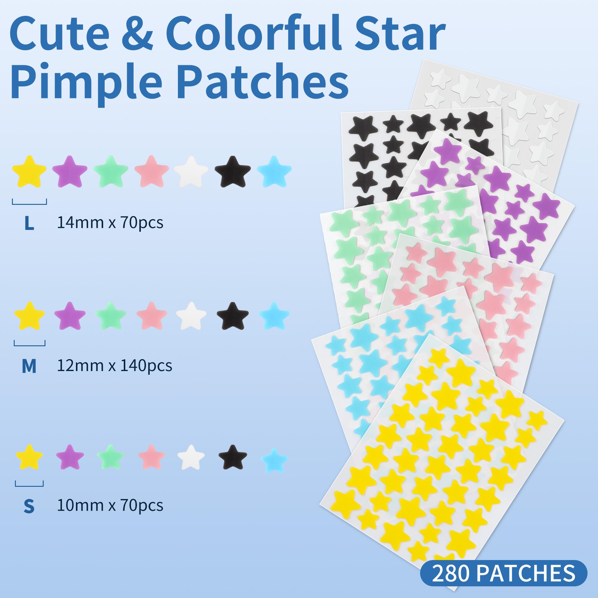Three sizes of Daolyo star patches fit different blemish areas