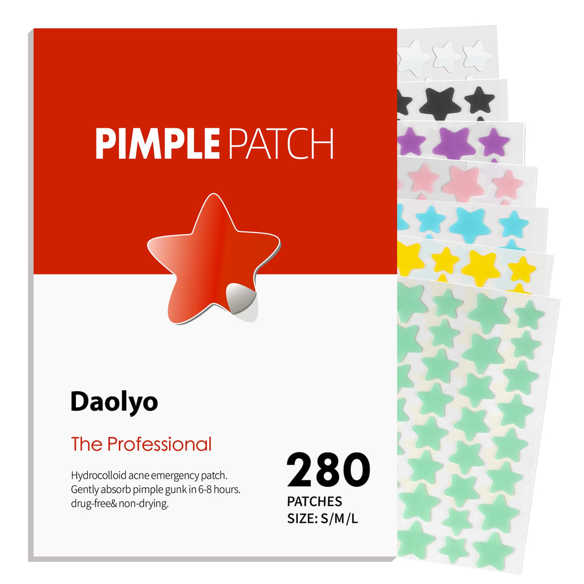 Daolyo star patches pack with 280 count for overnight blemish care