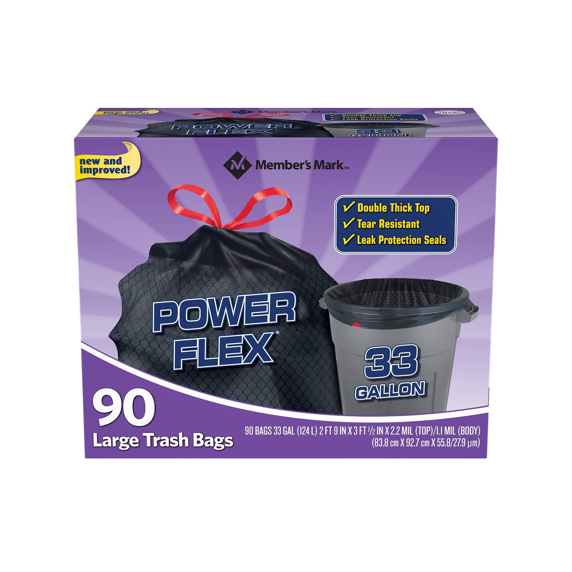 DAONEG Power Flex 33-Gallon drawstring bag for quick, secure bin disposal.