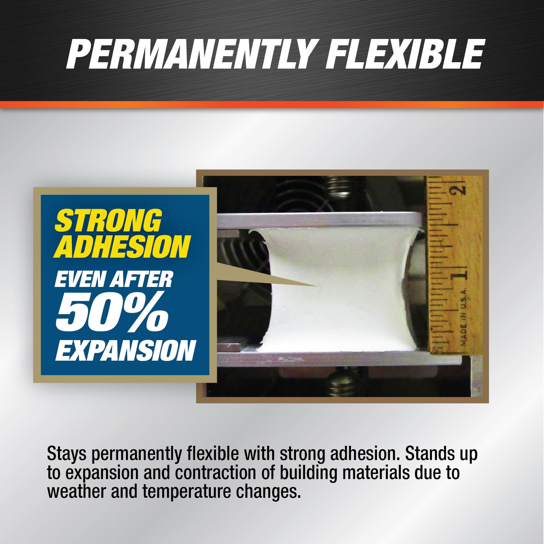 DAP Dynaflex 230 Black sealant on concrete provides weatherproof sealing.