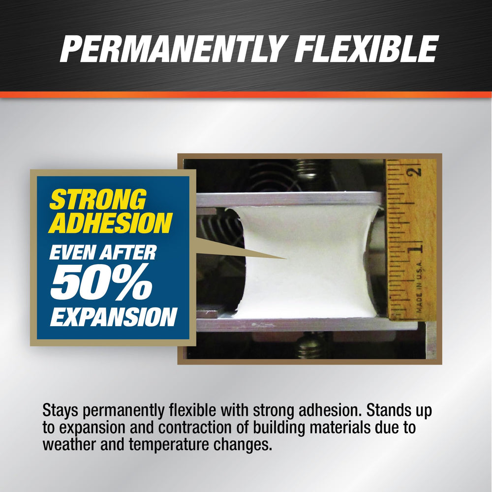 DAP Dynaflex 230 Black sealant on concrete provides weatherproof sealing.