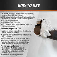 DAP Patching Plaster being applied with a tool for easy hole repairs.