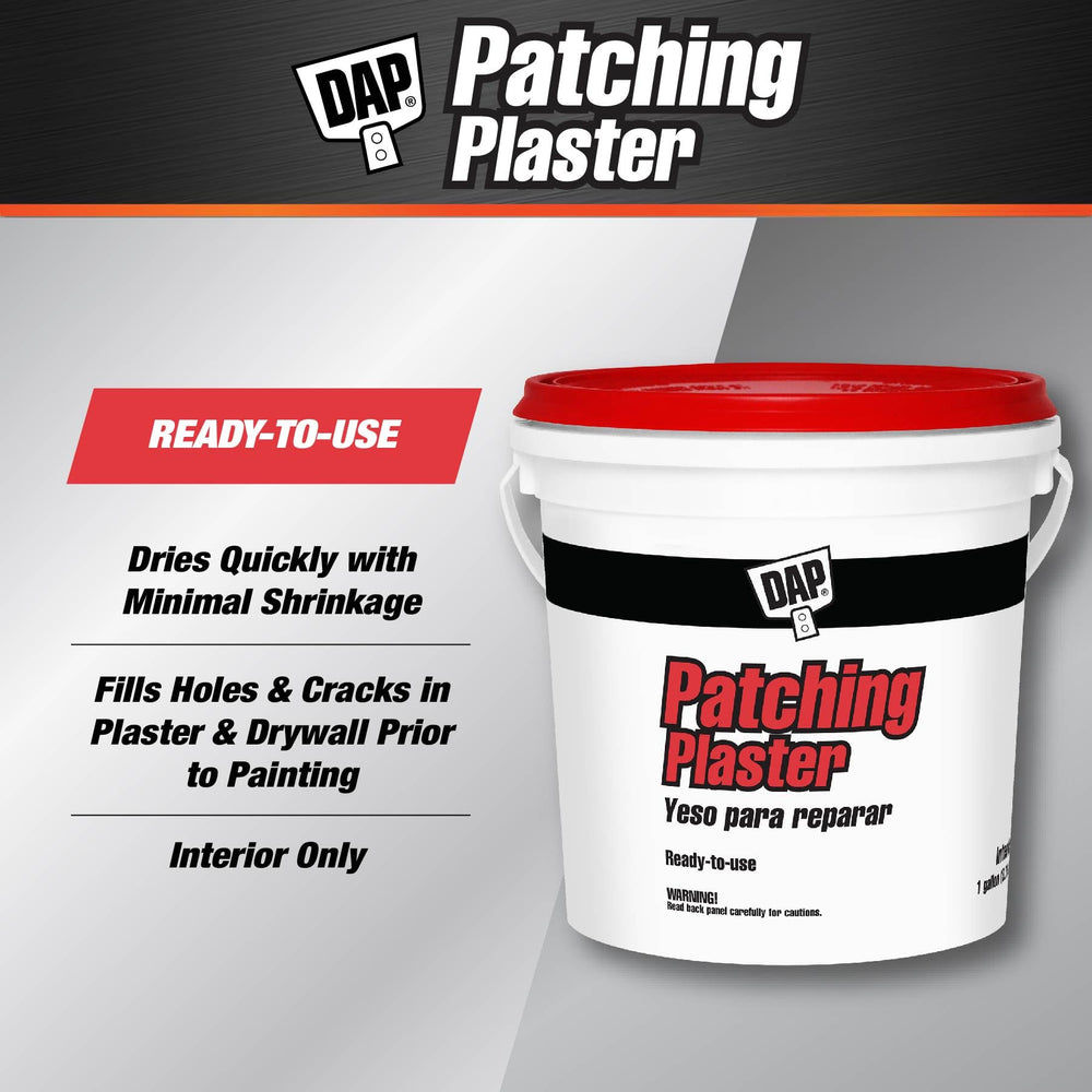 DAP Patching Plaster dries quickly with minimal shrinkage for interior walls.