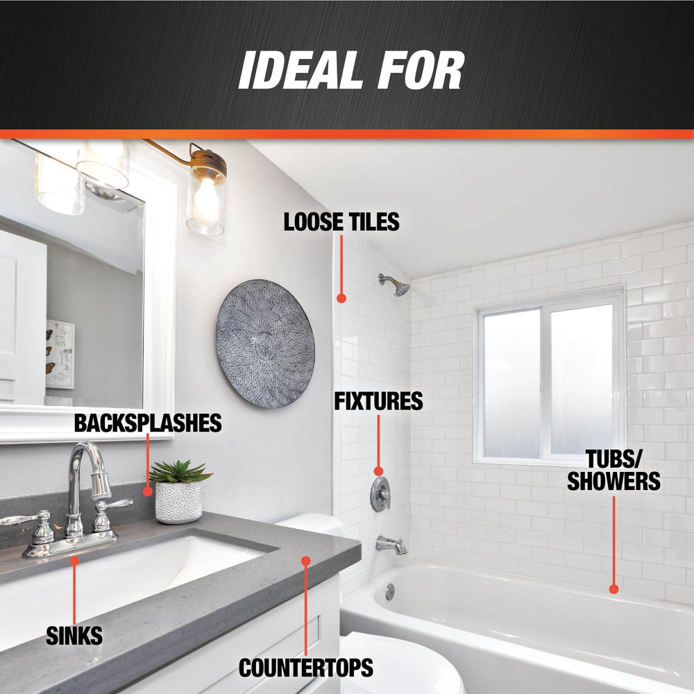 DAP All Purpose Silicone Sealant adheres to glass, ceramic, and metal surfaces