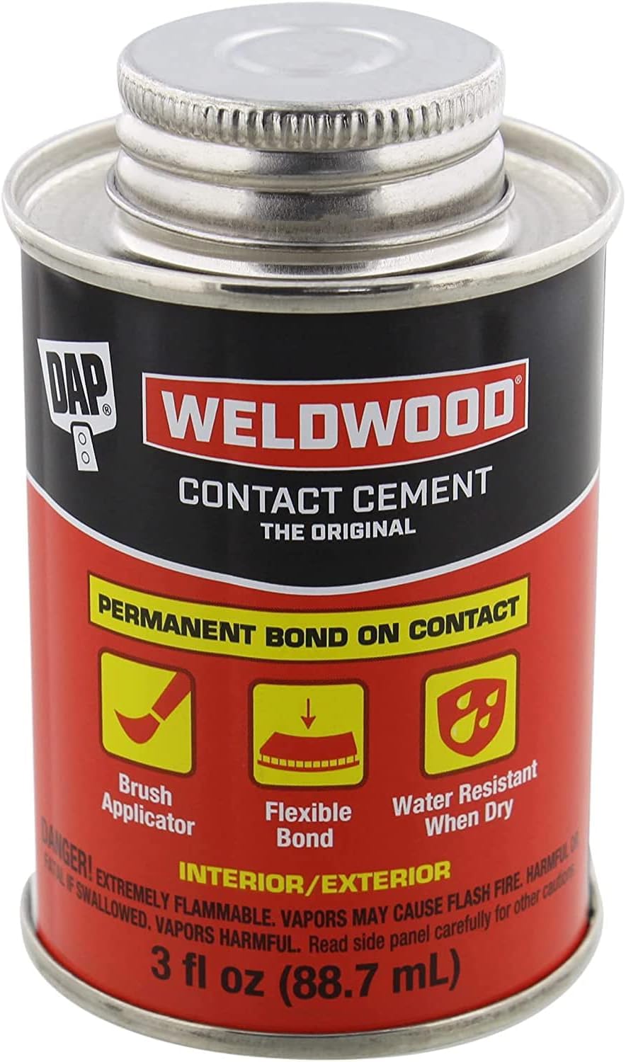 Clear-drying Weldwood cement delivers clean edges on crafts and furniture.