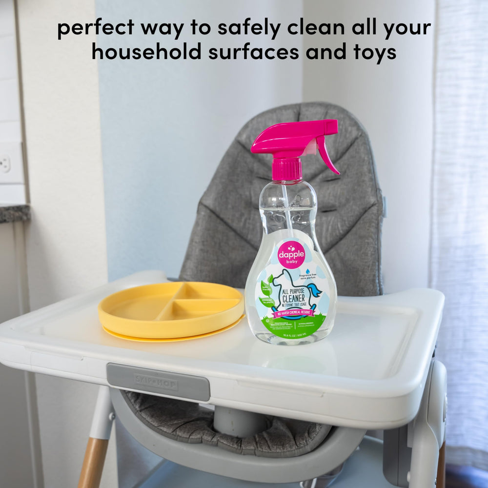 Dapple Baby All Purpose Spray paired with wipes for convenient baby-safe cleaning