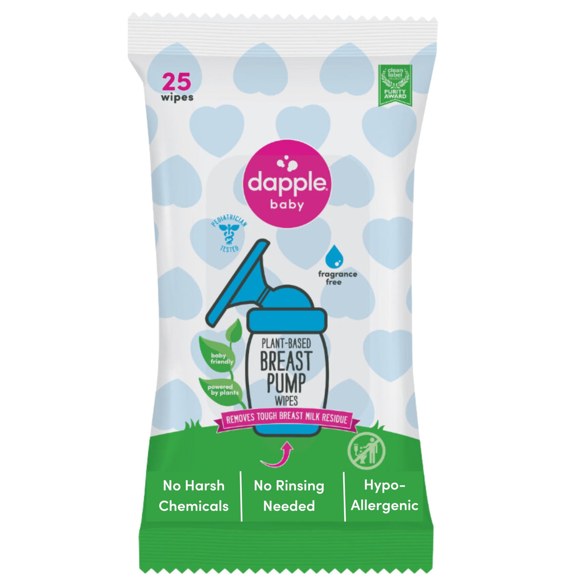 Dapple breast pump wipes in a resealable pouch for on-the-go cleaning.
