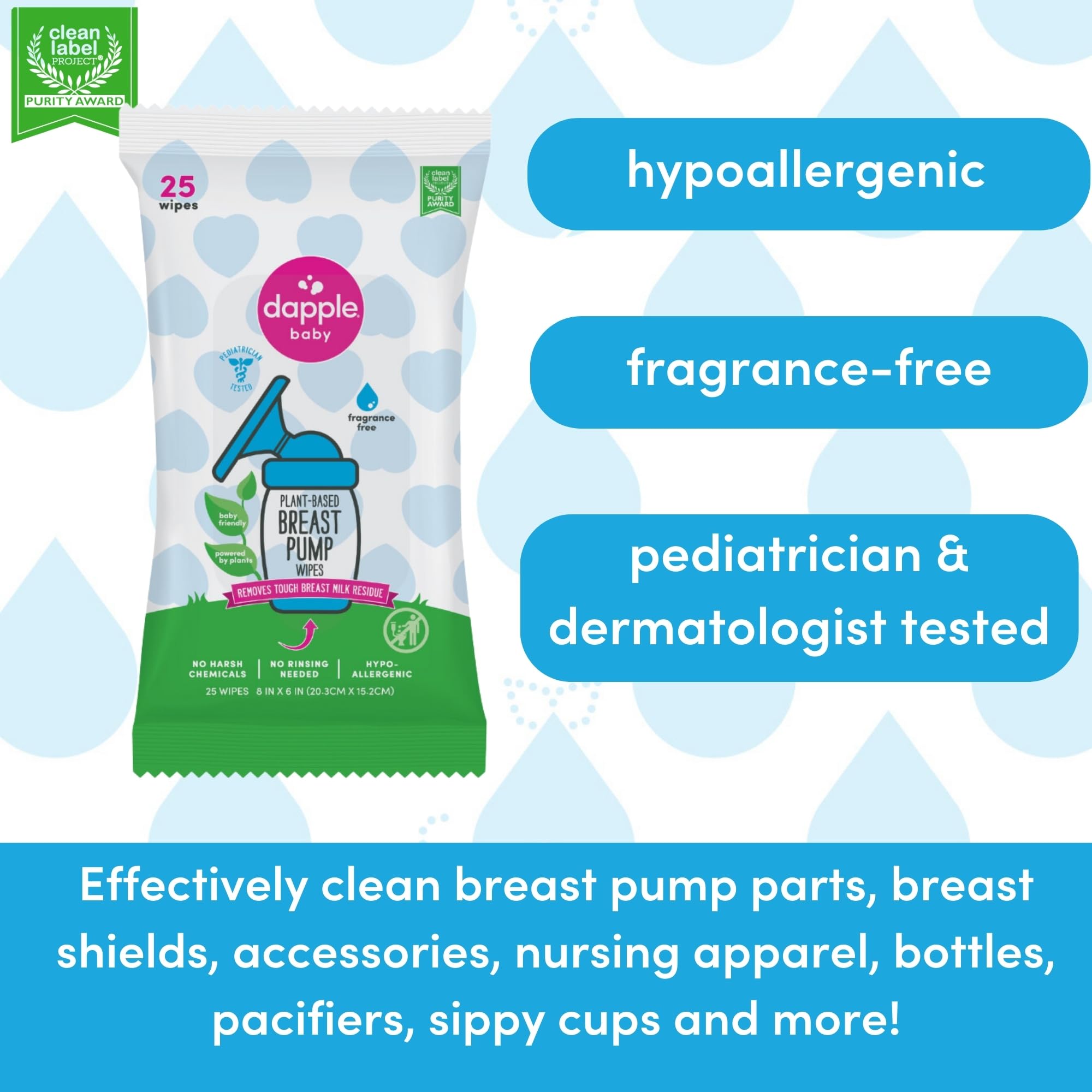 Dapple wipes with plant-based ingredients for responsible cleaning.
