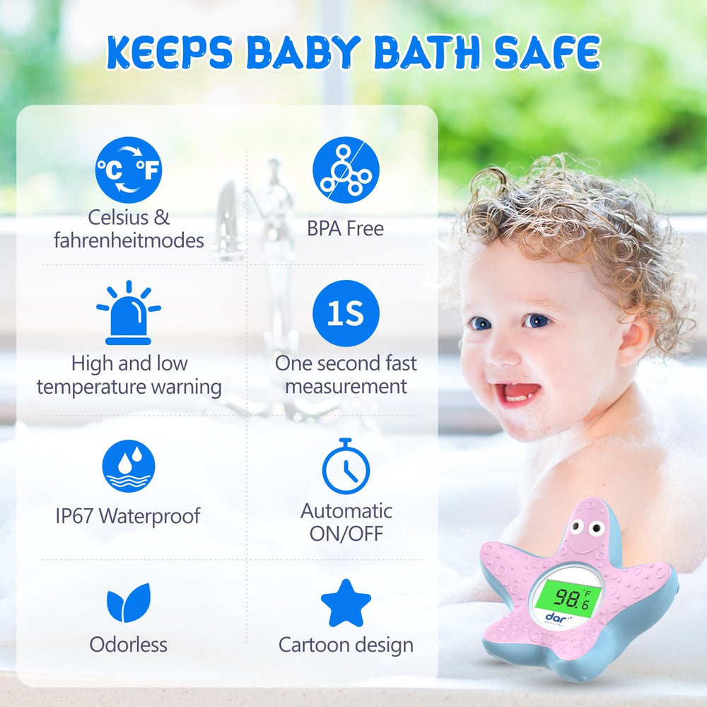 Dar Darouxiao thermometer with 3-color backlight quickly shows safe bath warmth.