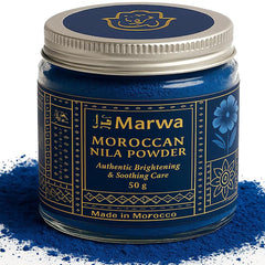 Dar Marwa Nila Powder jar with authentic Saharan indigo for radiant skin