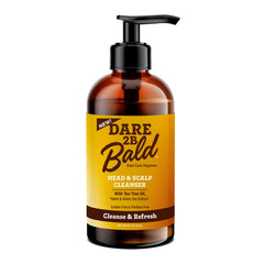 DARE TO BE BALD bald head cleanser bottle showing gentle daily cleansing for shaved heads