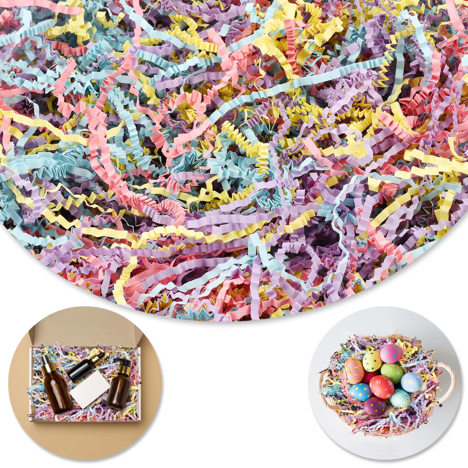 Darfukei Crinkle Paper Basket Padding secures contents for neat gift presentation.
