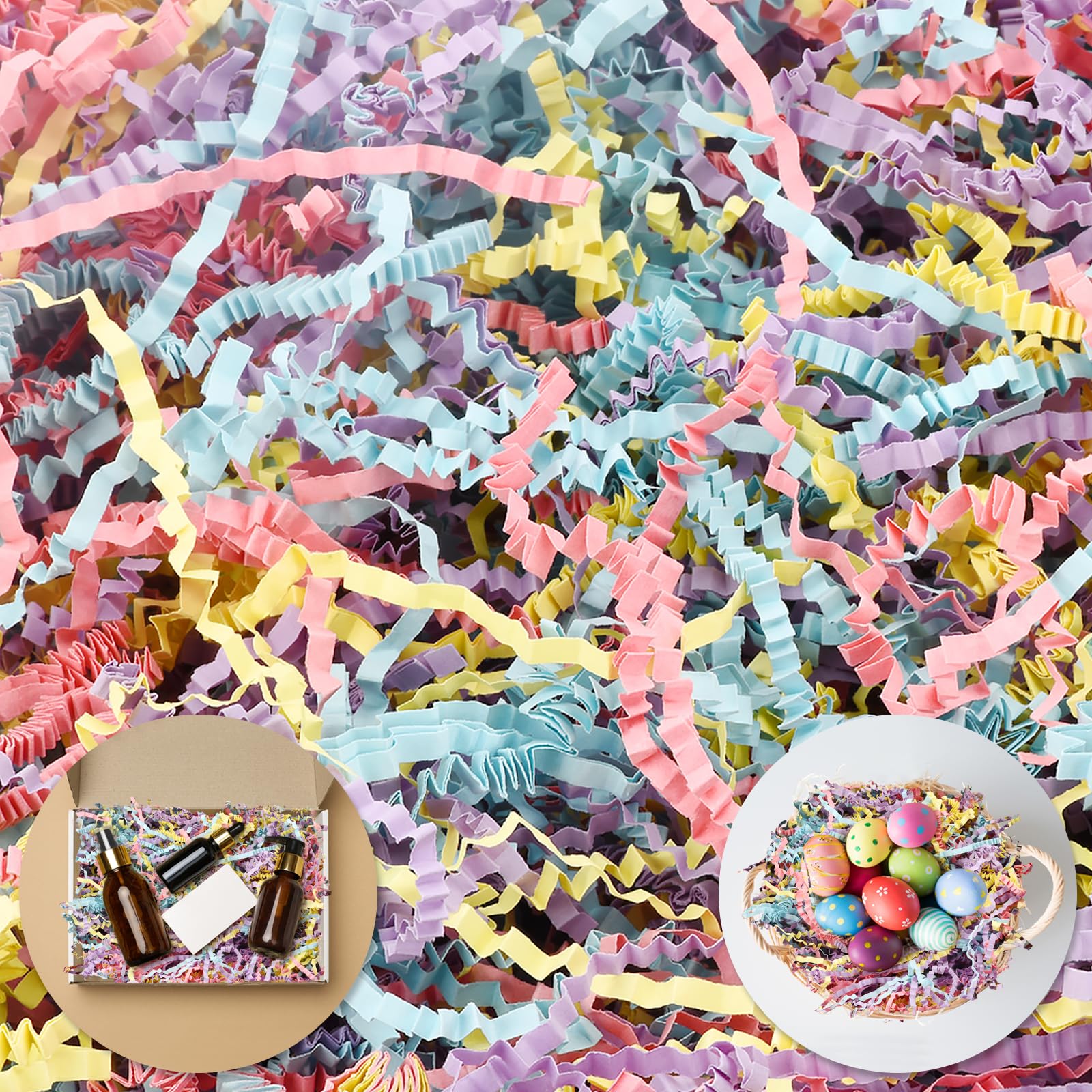 Darfukei Easter Crinkle Paper Filler brightens gift baskets with festive texture.