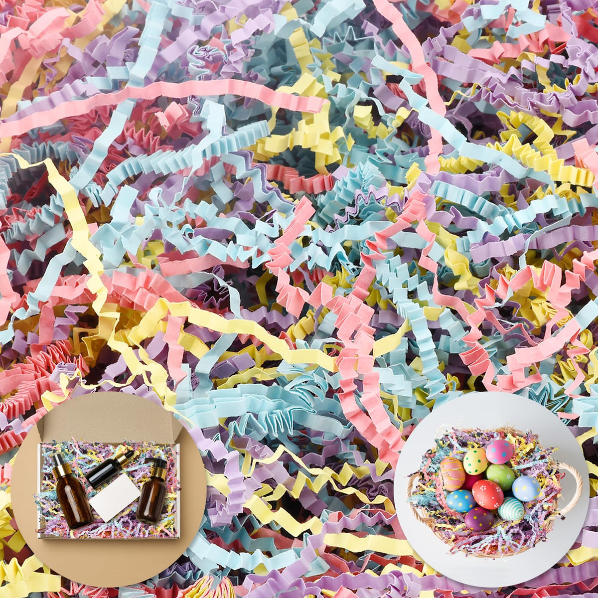 Darfukei Easter Crinkle Paper Filler brightens gift baskets with festive texture.