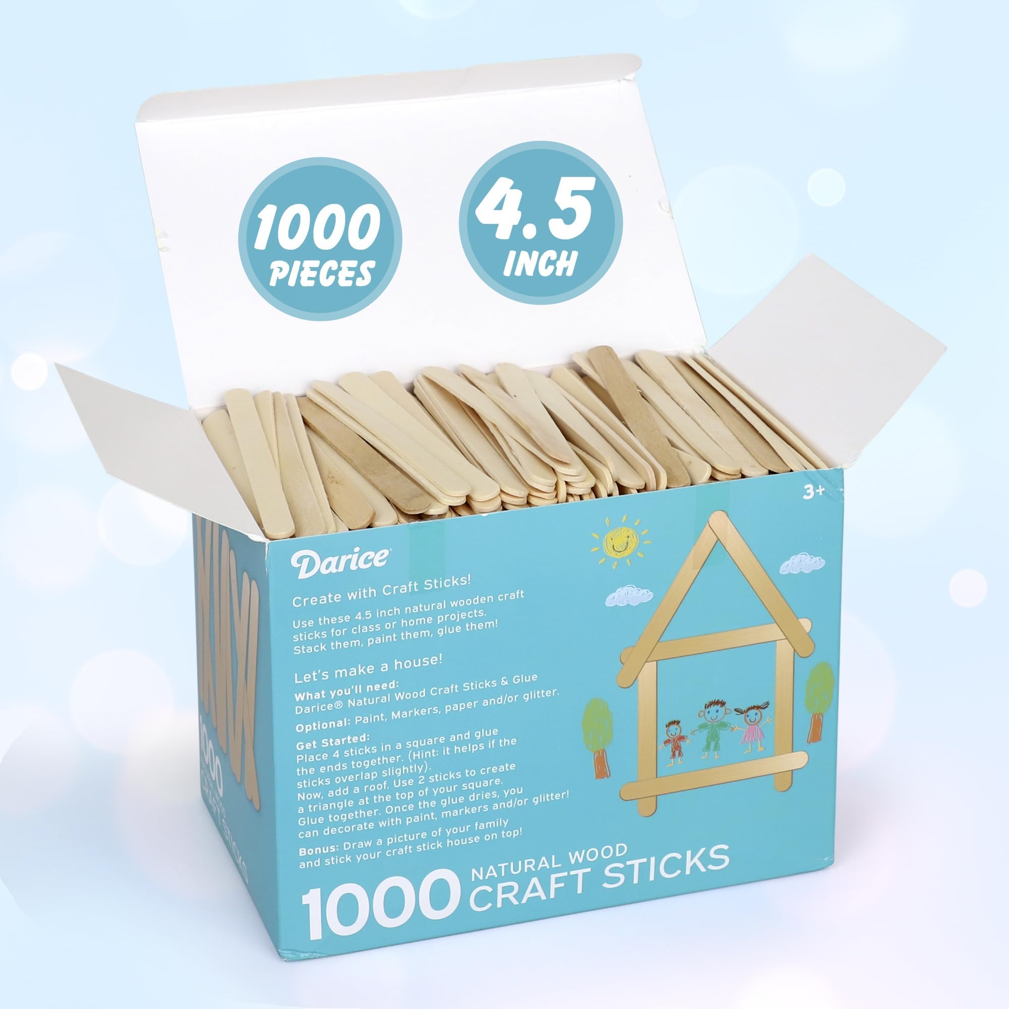 Darice natural wood sticks with smooth finish for safe, mess-free crafting sessions.