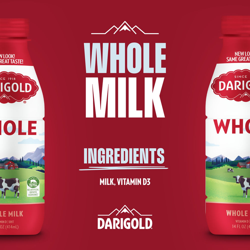 Darigold 12-pack of whole milk bottles ready for lunches and trips