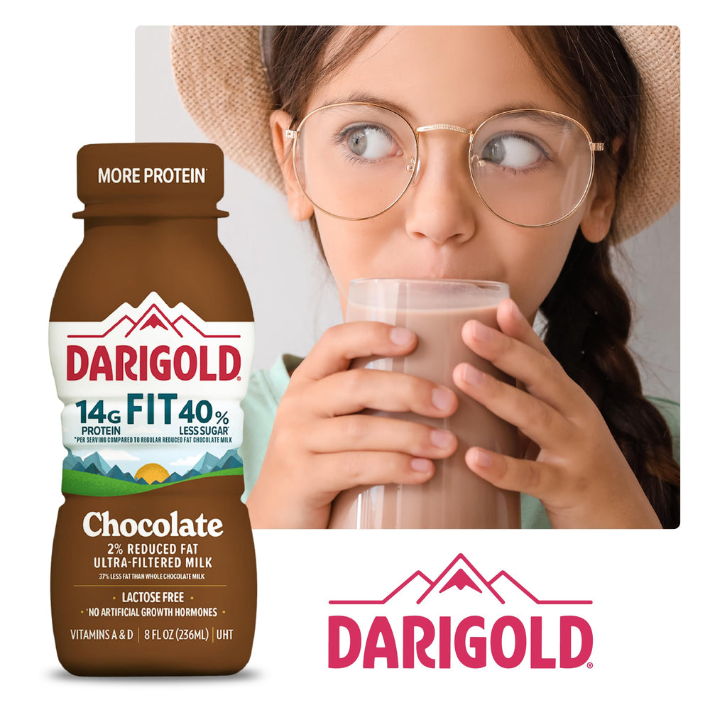 Darigold Fit 18-pack box on kitchen shelf, convenient family option.