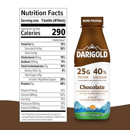 Darigold FIT bottle side view highlights 14oz size and lactose-free option.