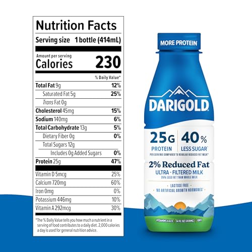 Darigold FIT milk being poured into a glass, creamy texture.