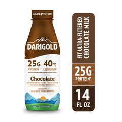 Darigold FIT ultra-filtered milk pours into a glass emphasizing protein power.