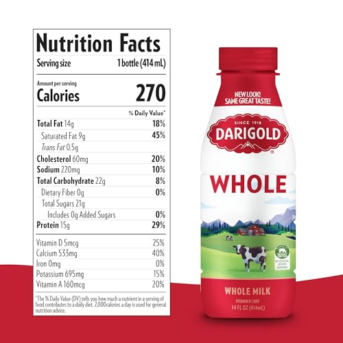 Darigold whole milk nutrition panel highlighting vitamins and minerals for daily support