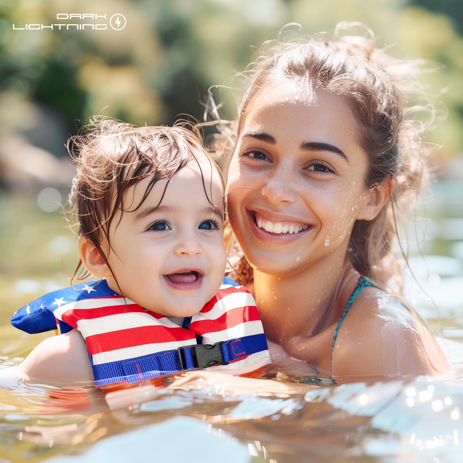 Dark Lightning baby swim vest with secure fit for confident water learning.