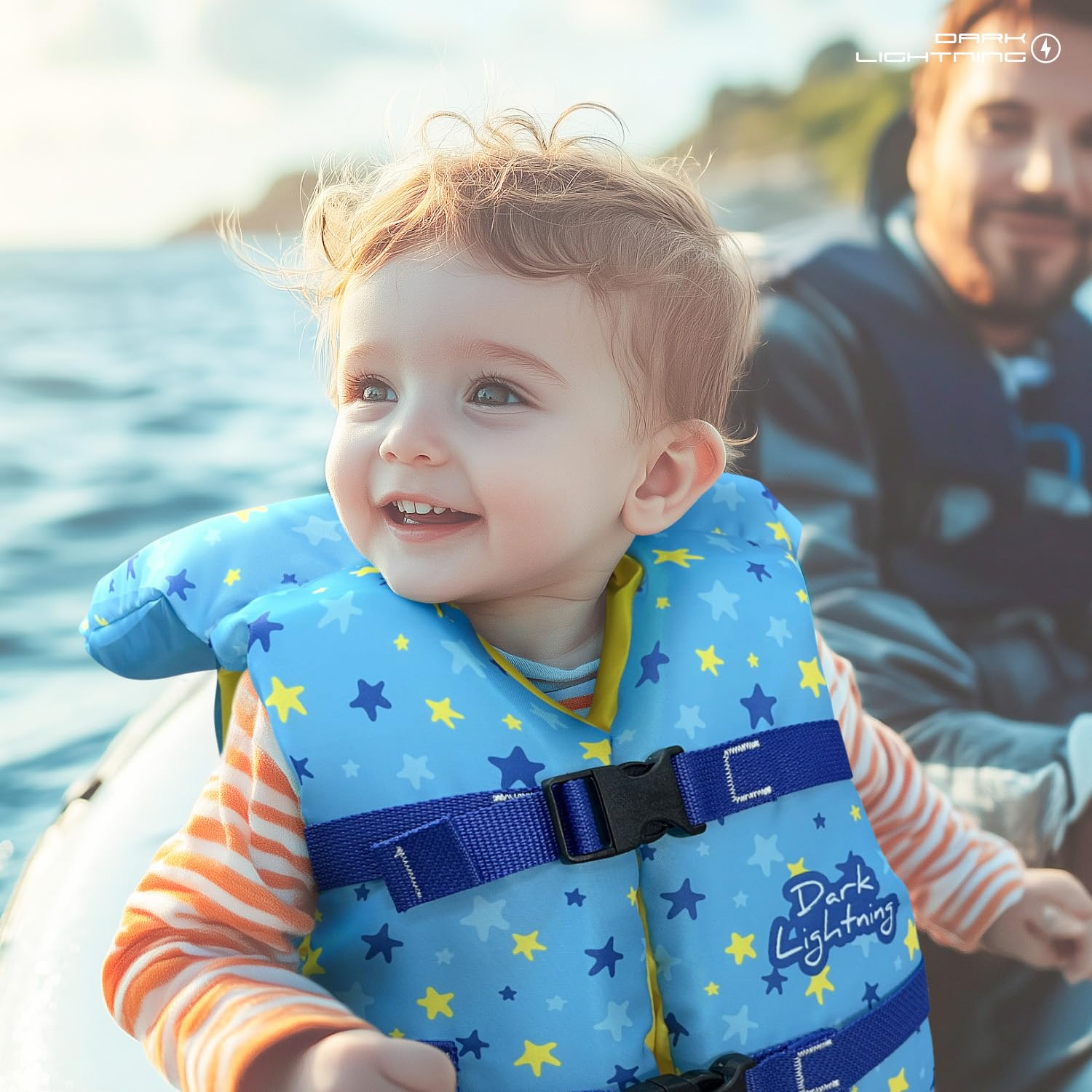 Dark Lightning Starfish life jacket suitable for infants 0-30 pounds