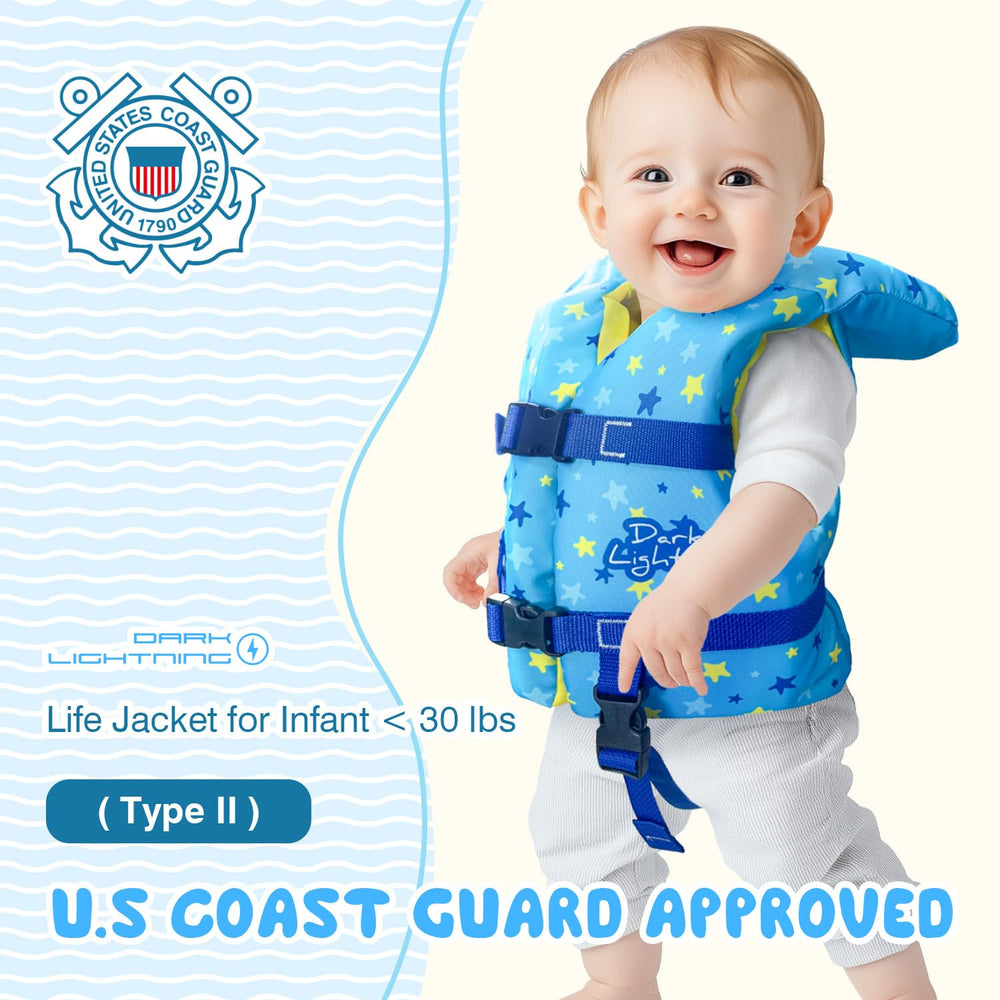 Dark Lightning Starfish life jacket headrest supports neck during pool play