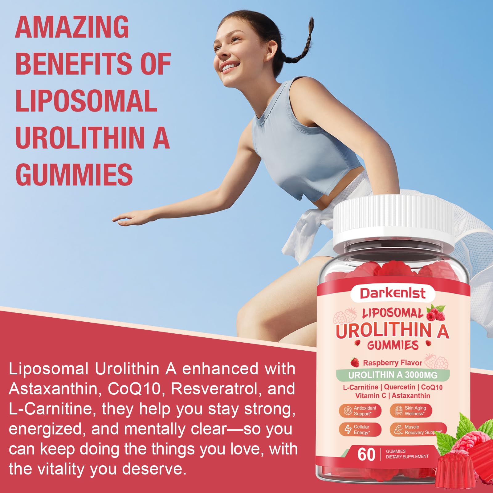 Darkenlst antioxidant ingredients Resveratrol Quercetin Astaxanthin with Vitamin C.