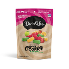 Darrell Lea mixed fruit licorice pack showcasing soft texture and sharing appeal